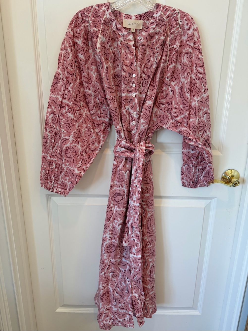 Ex Voto Pink Paisley Cotton Maxi Dress
